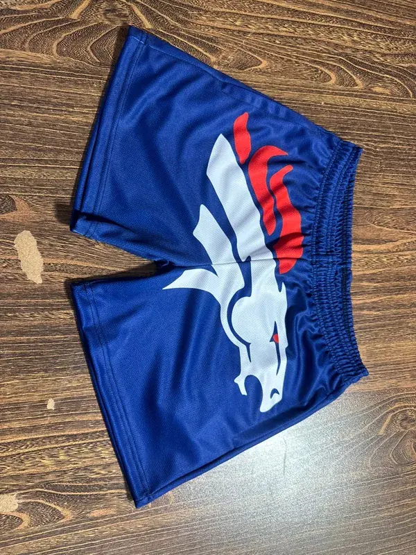 Custom team shorts with logo branding, finished order