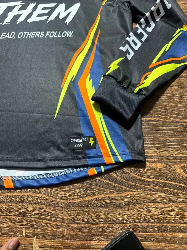 Custom sublimated long-sleeve team jersey, front, finished order